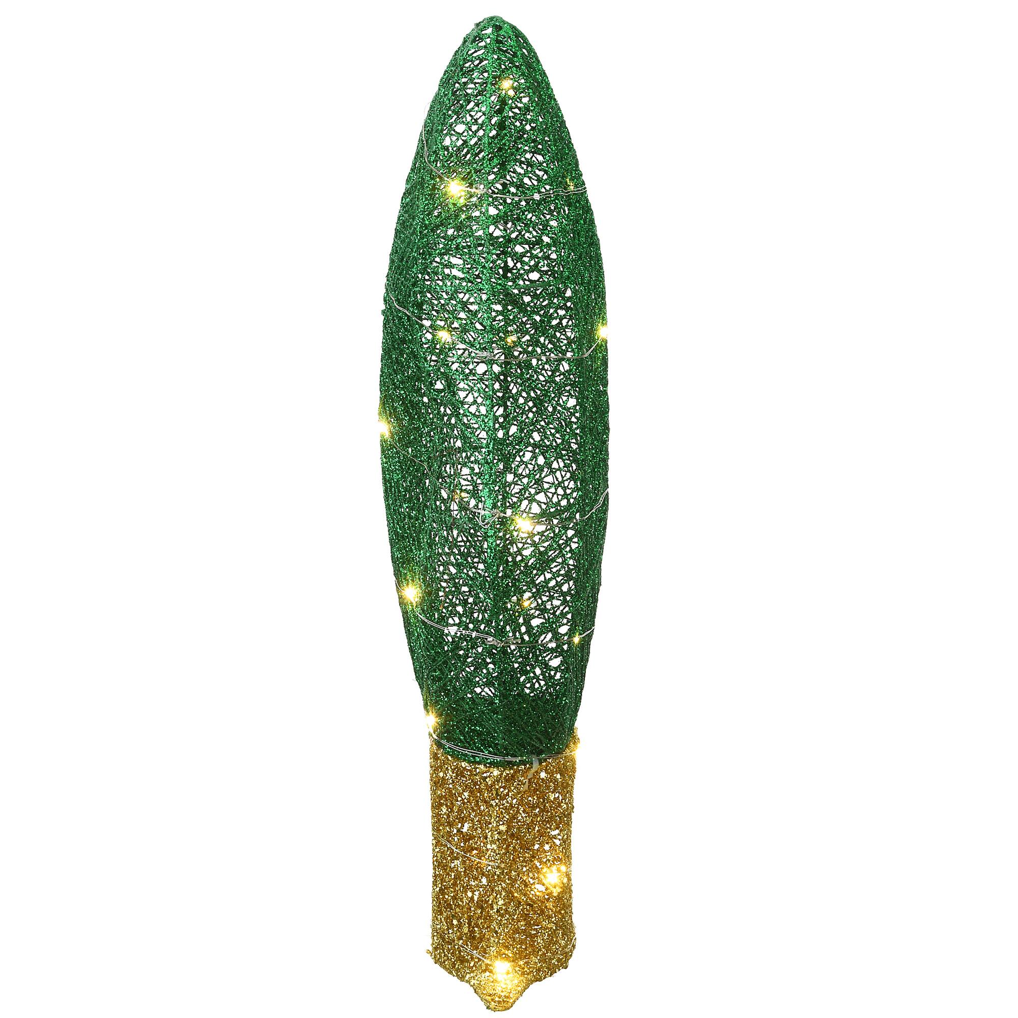 20" Pre-Lit Green Christmas Light Bulb Decoration